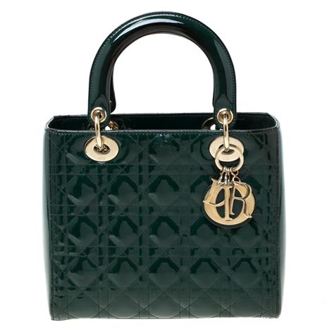 medium lady dior patent green|Lady Dior handbags.